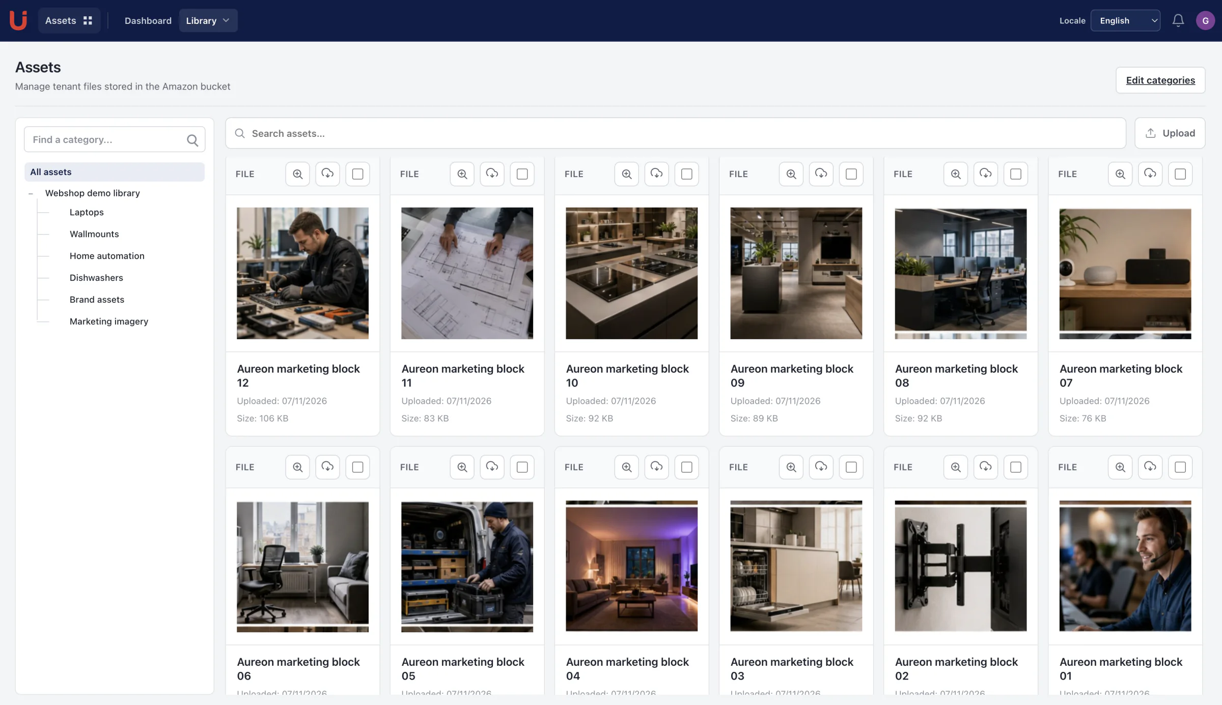 UTOMO Assets application interface