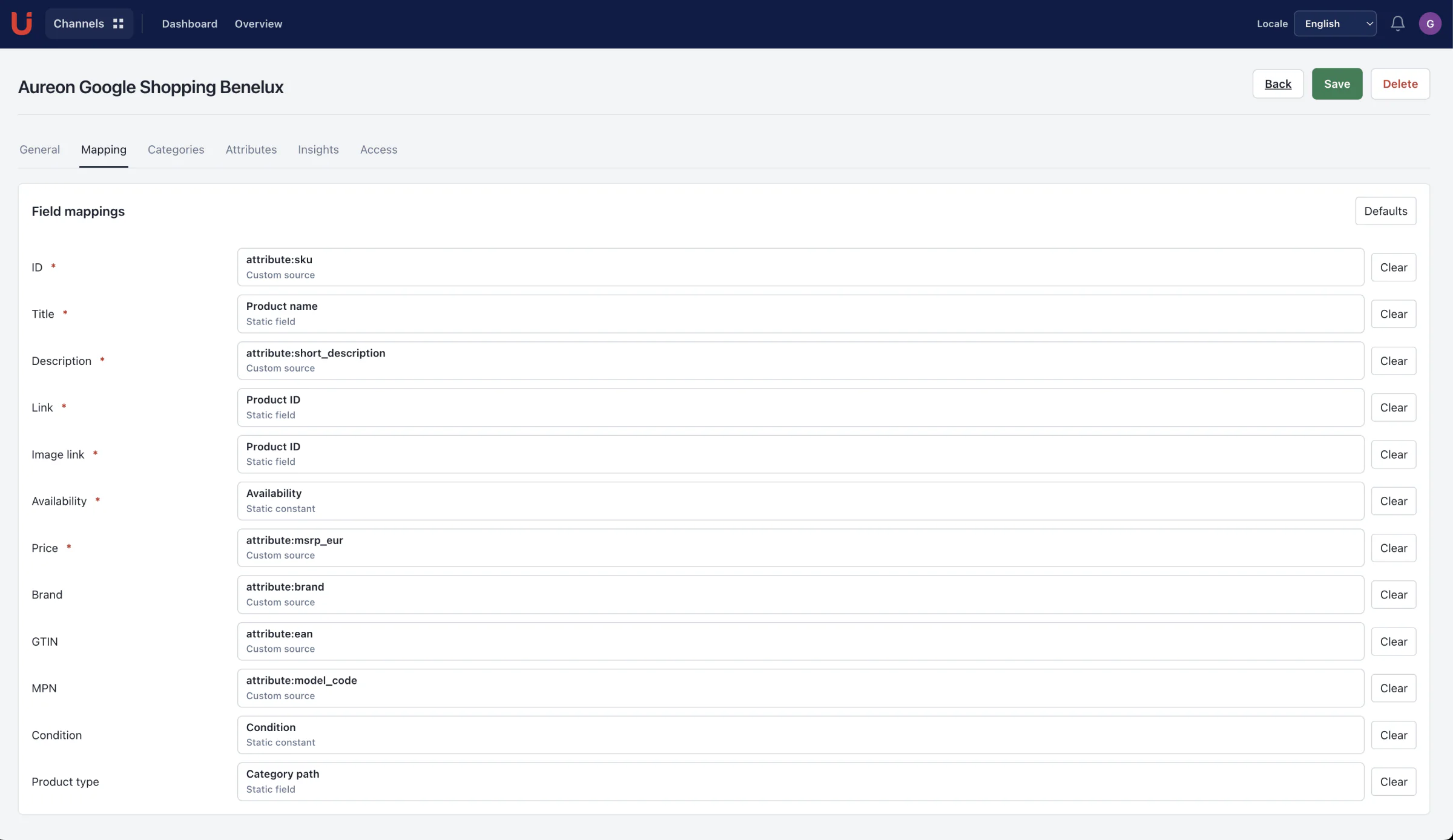 UTOMO Channels application interface